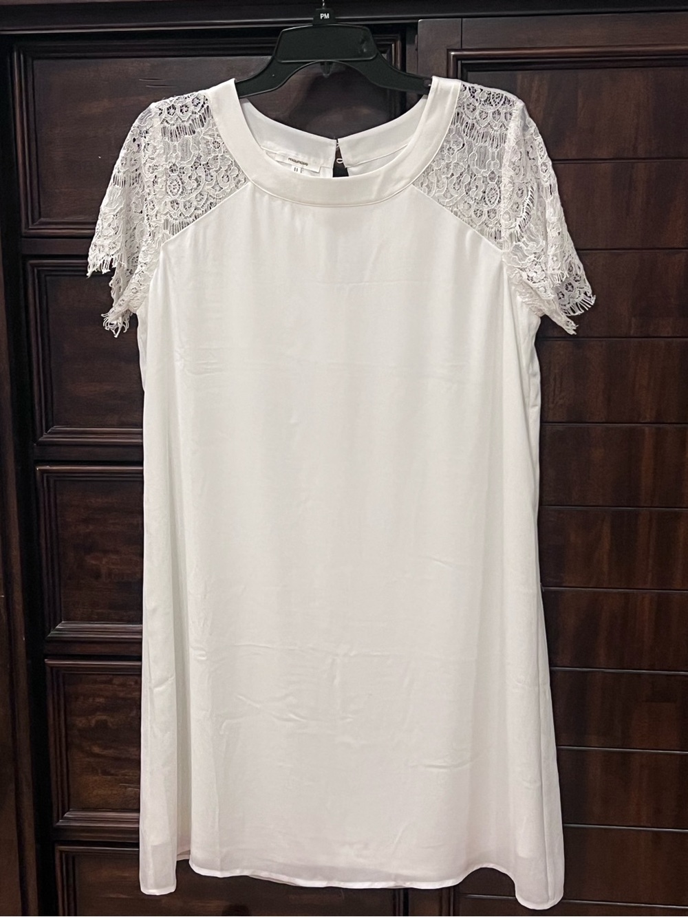 Size medium- Maurice's White Lace Sleeve Shift Dress- like new